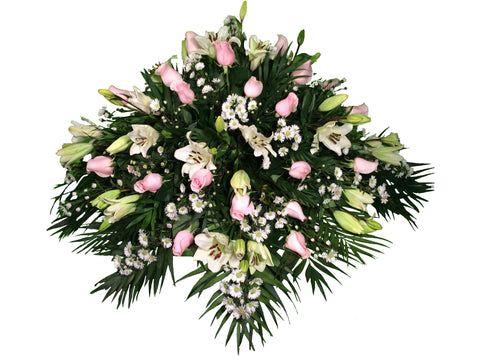 Cubre-ataud Lilis Blancas y Rosa Rosa Pastel