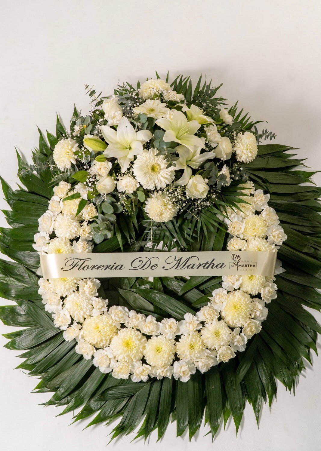 Corona ( 70 cm ) Polar -  Clavel Blanco Premium