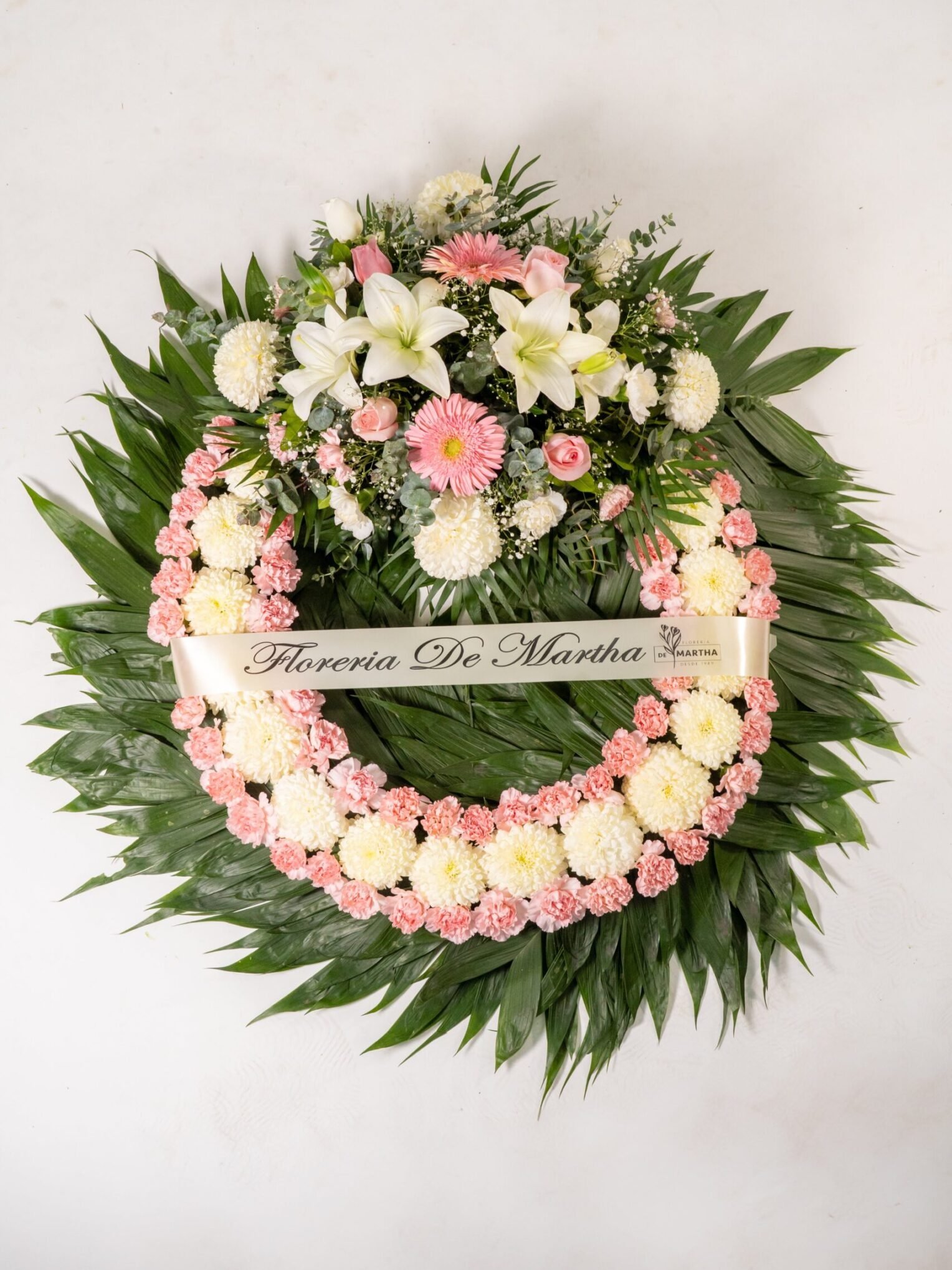 Corona ( 70 cm ) Polar - Clavel Rosa Pastel Premium