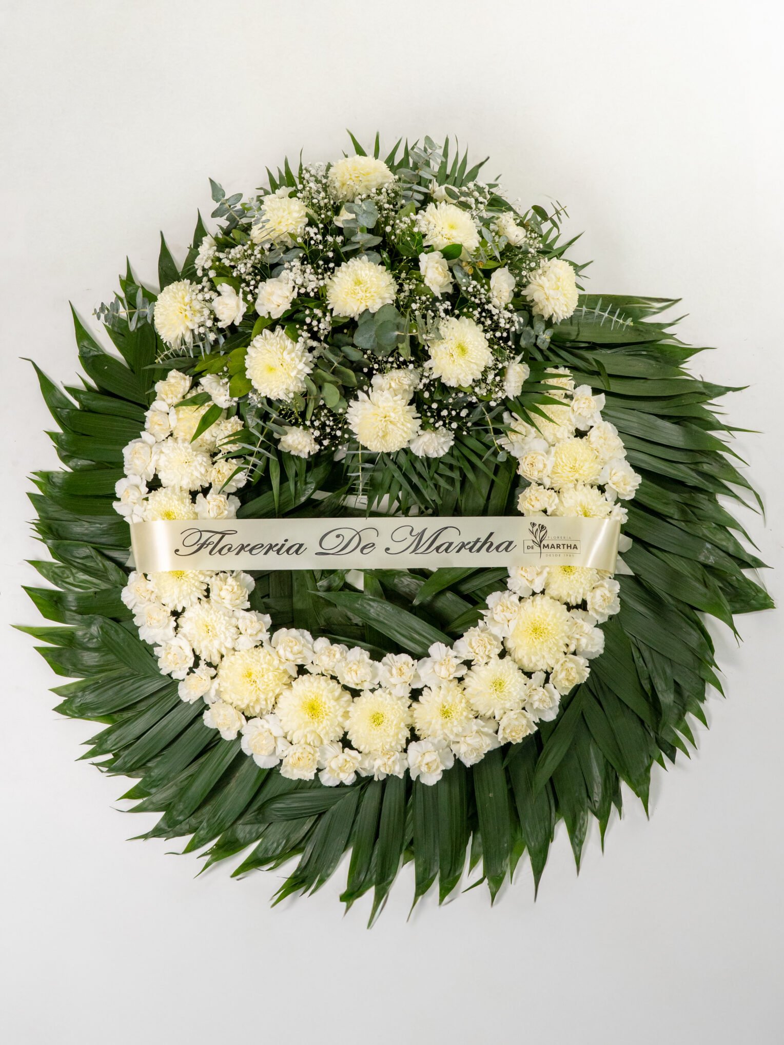 Corona ( 70 cm ) Polar -  Clavel Blanco Con Copete